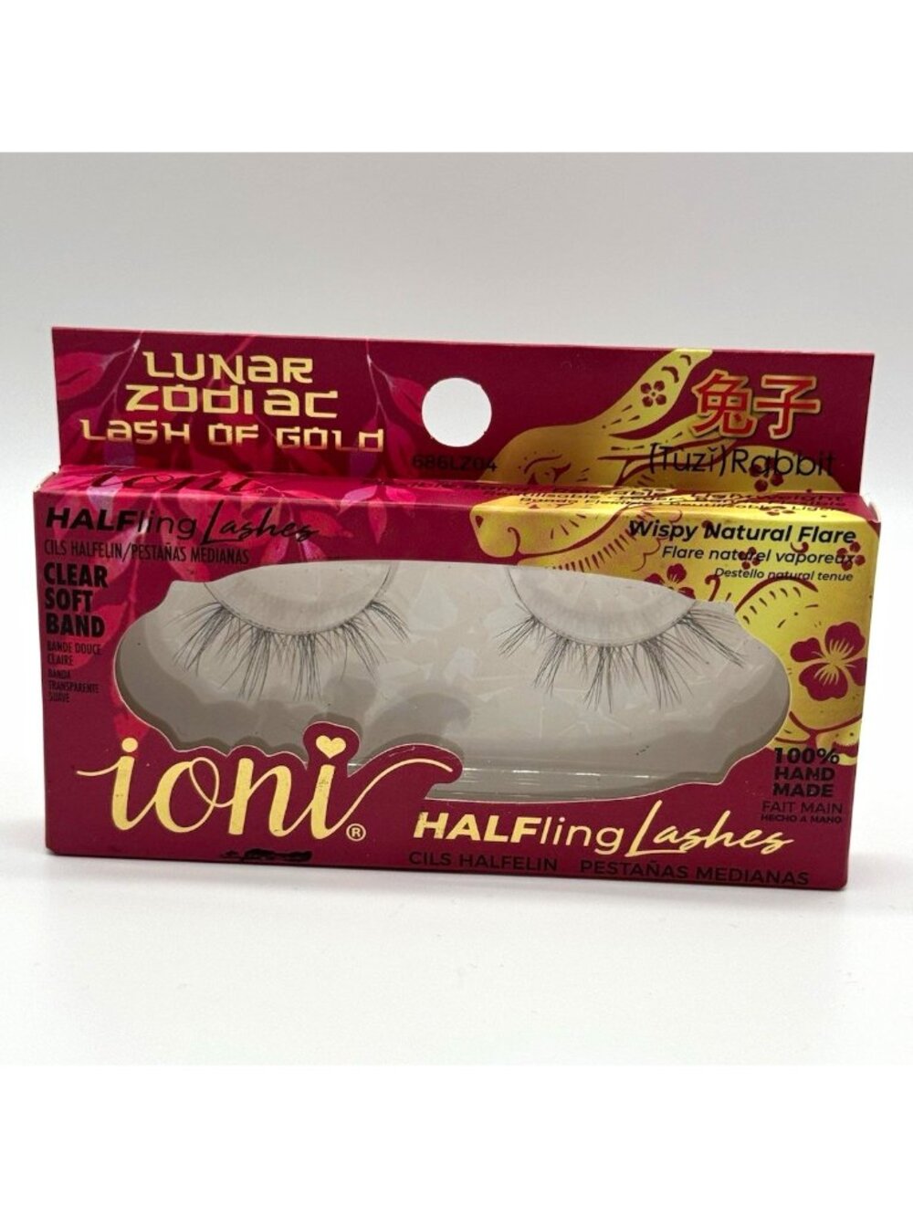 ioni Lunar Zodiac Halfling Lashes Tuzi Rabbit 3D Faux Mink Clear Natural 686LZ04